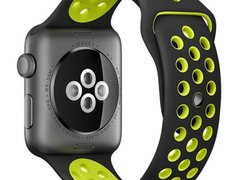 Curea iUni compatibila cu Apple Watch 1/2/3/4/5/6/7, 44mm, Silicon Sport, Negru/Galben